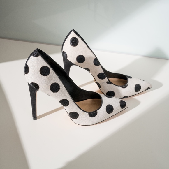 Anthropologie Shoes - Anthropologie Vicenza Fur Polka Dot Heels